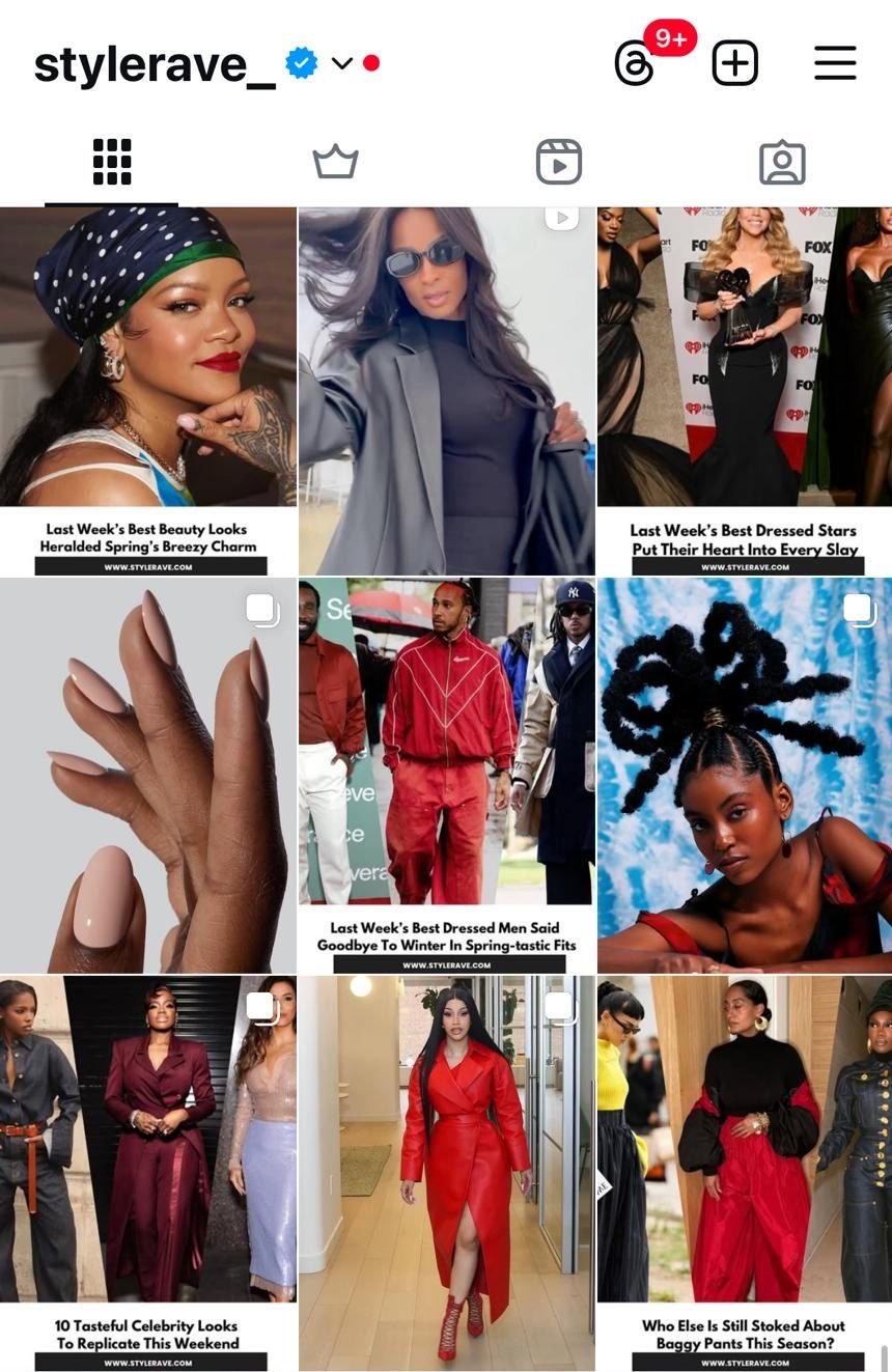 sample instagram content layout