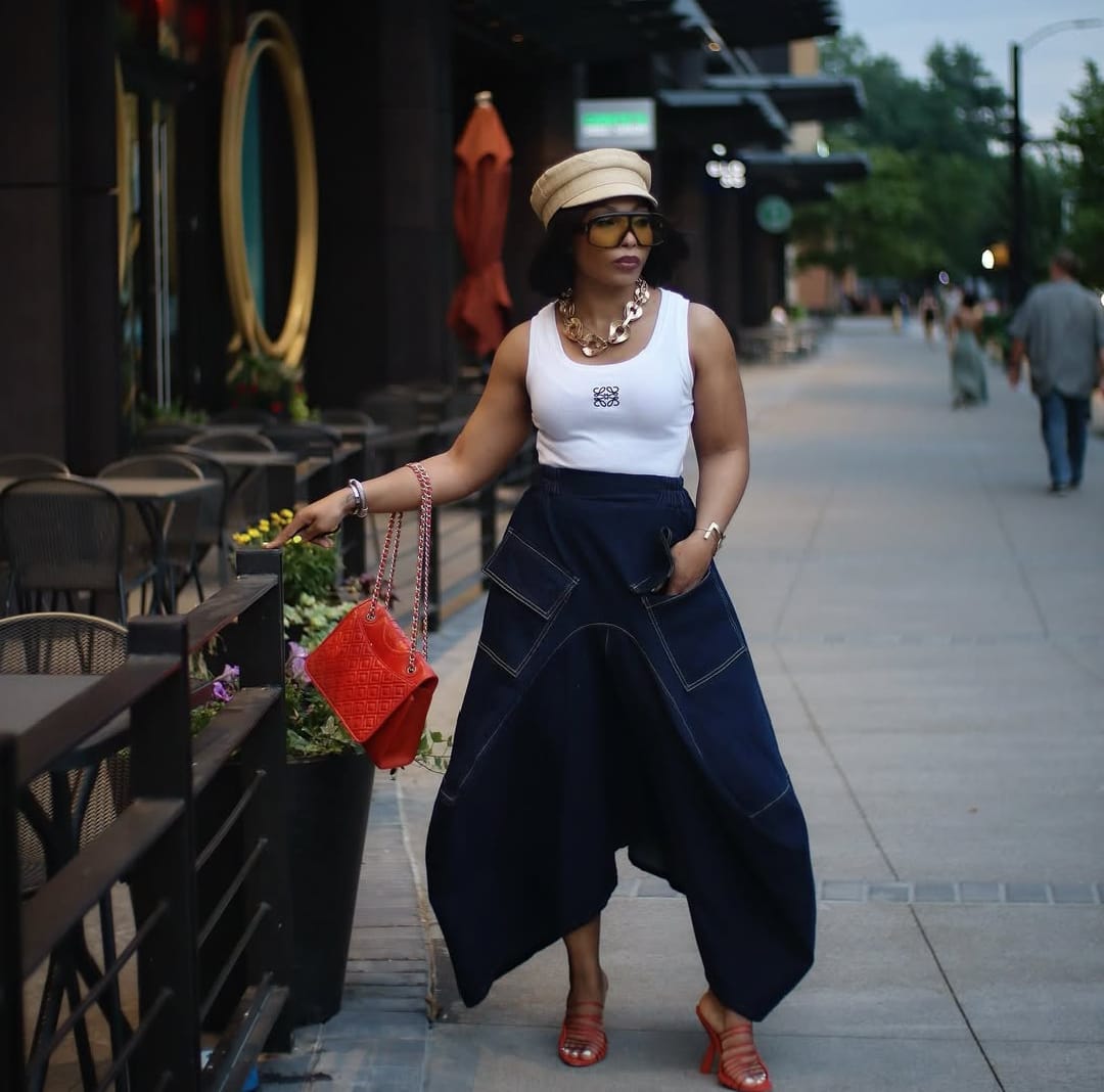 Street Wear Dark Wash Jeans with Tanktop